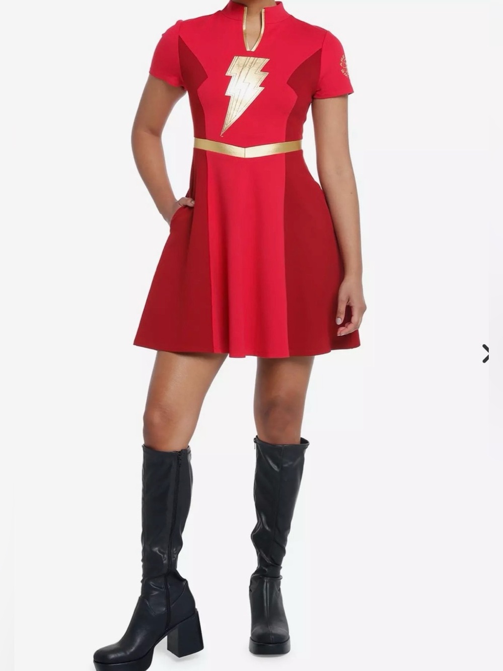 NWT Marvel Shazam Fury of the Gods Costume -- Red with Gold Lightening Bolt